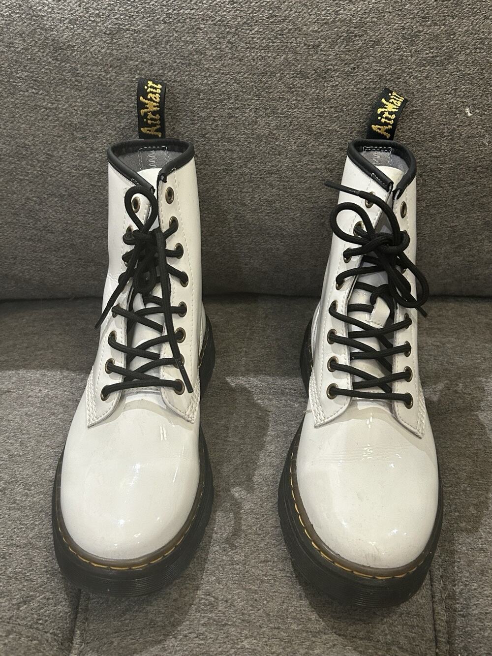 Dr. Martens Zavala Lace Up Combat Ankle Boots Women's Size 6 White - Picture 1 of 8